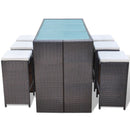 Poly Rattan Garden Bar Set (13 Pcs) - Brown