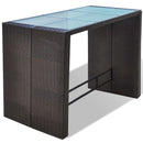 Poly Rattan Garden Bar Set (13 Pcs) - Brown