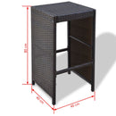 Poly Rattan Garden Bar Set (13 Pcs) - Brown