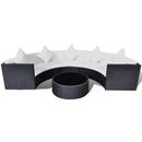 Poly Rattan Garden Half-Round Sofa Set - Black