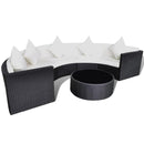 Poly Rattan Garden Half-Round Sofa Set - Black