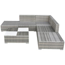 Poly Rattan Garden Sofa Set (15 Pcs) - Grey