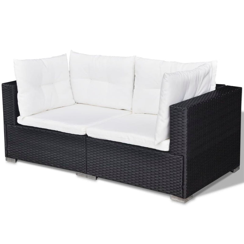 Poly Rattan Garden Sofa Set (17 Pcs) - Black