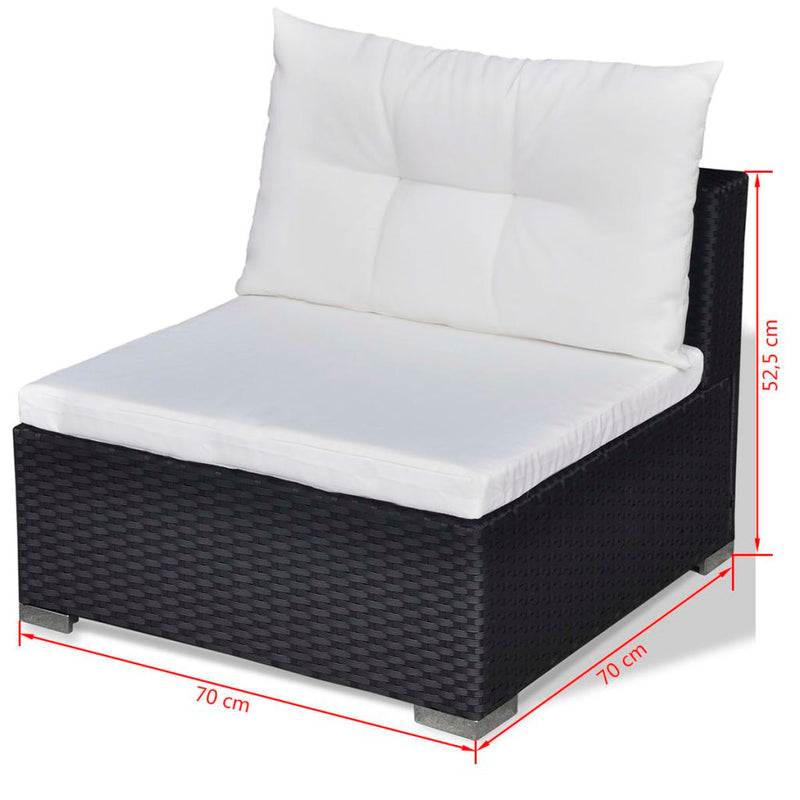 Poly Rattan Garden Sofa Set (17 Pcs) - Black