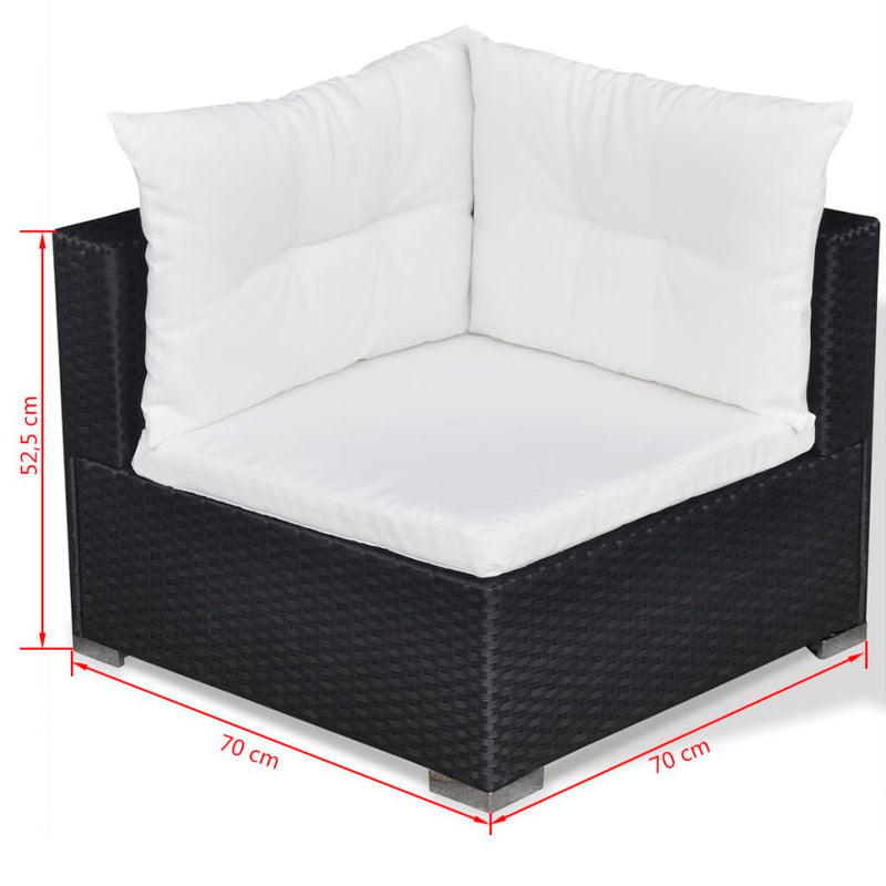 Poly Rattan Garden Sofa Set (17 Pcs) - Black