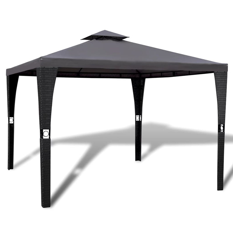 Poly Rattan Gazebo With Roof 3 x 3 M - Dark Grey