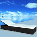 Poly Rattan Sun Lounger 195 x 60 x 31 Cm - Black