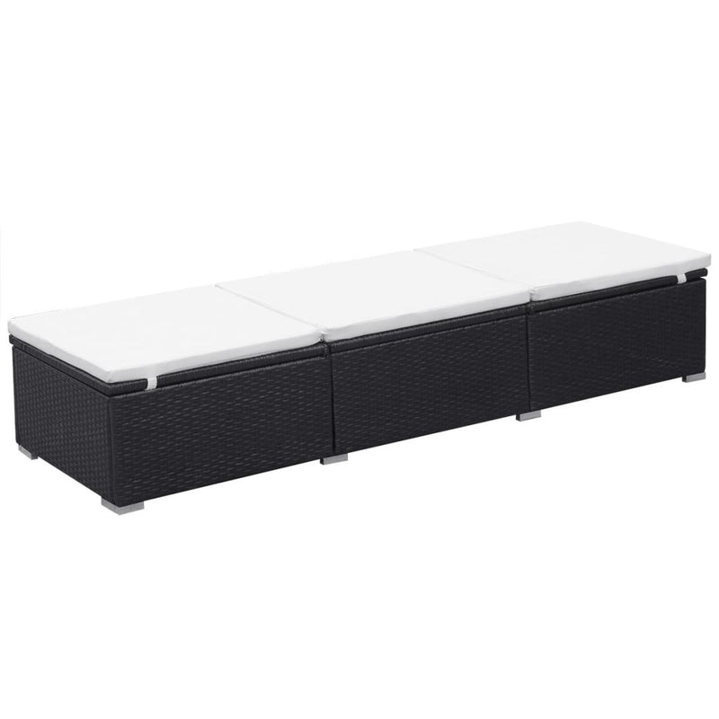 Poly Rattan Sun Lounger 195 x 60 x 31 Cm - Black