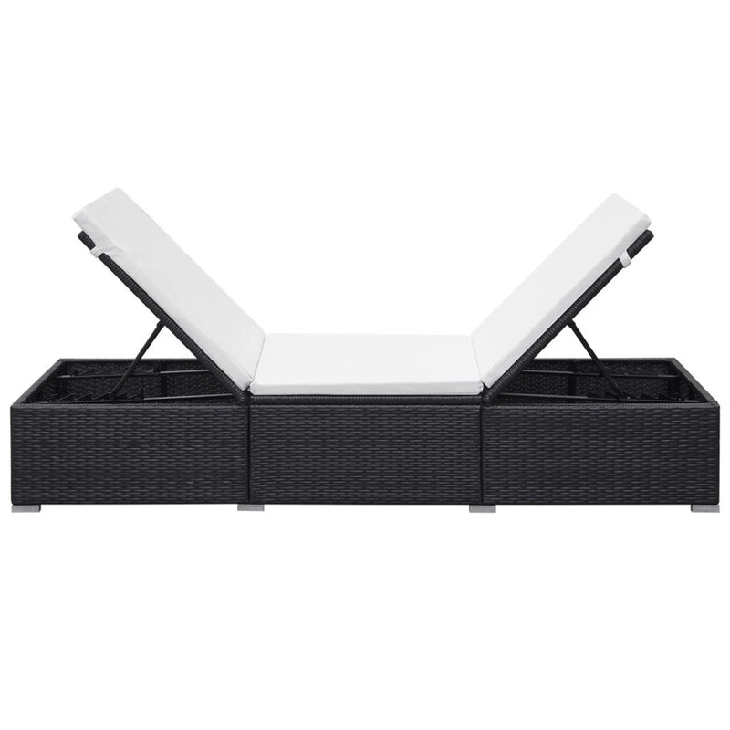 Poly Rattan Sun Lounger 195 x 60 x 31 Cm - Black