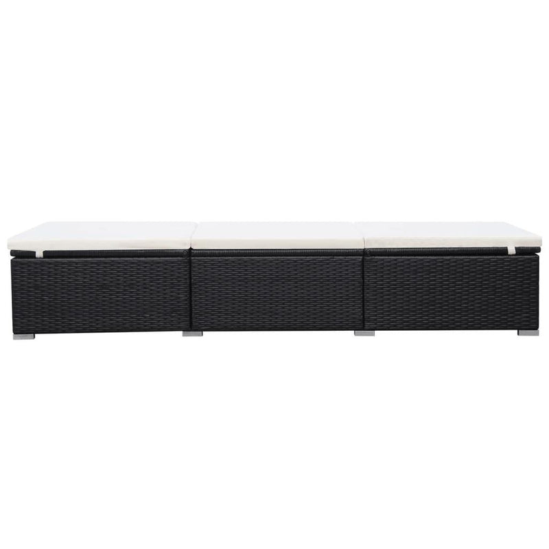 Poly Rattan Sun Lounger 195 x 60 x 31 Cm - Black