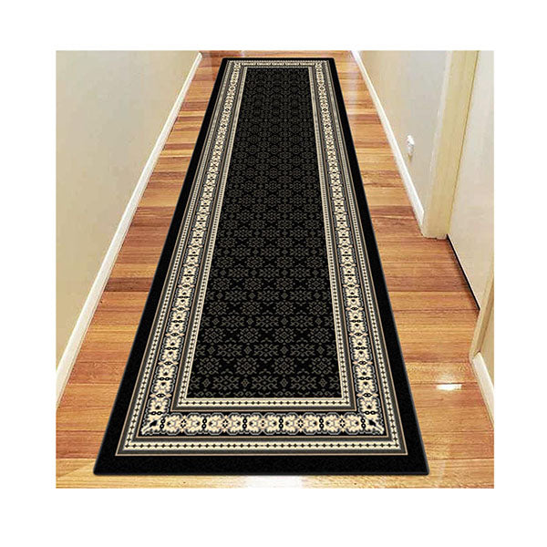 Polypropylene Ruby Black Hallway Runner Rug