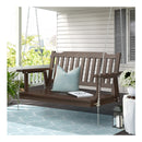 Porch Swing Chair Chain Garden Bench Outdoor Furniture Wooden Brown