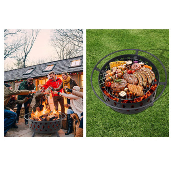 Portable Outdoor Fire Pit And BBQ - Black