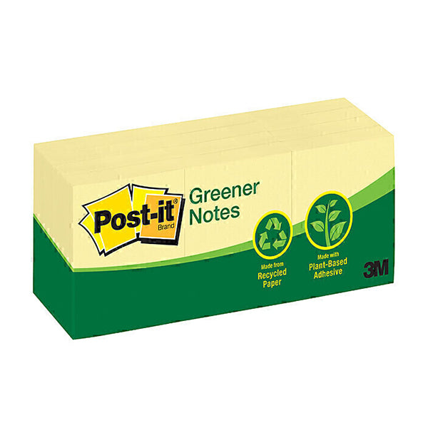 Post It Greener Notes Canary Yellow Pack Of 12