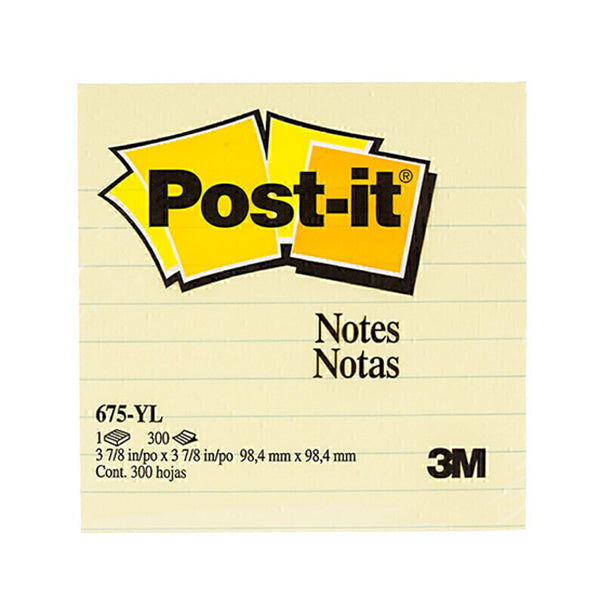 Post It Lined Notes Canary Yellow Bx12 3M