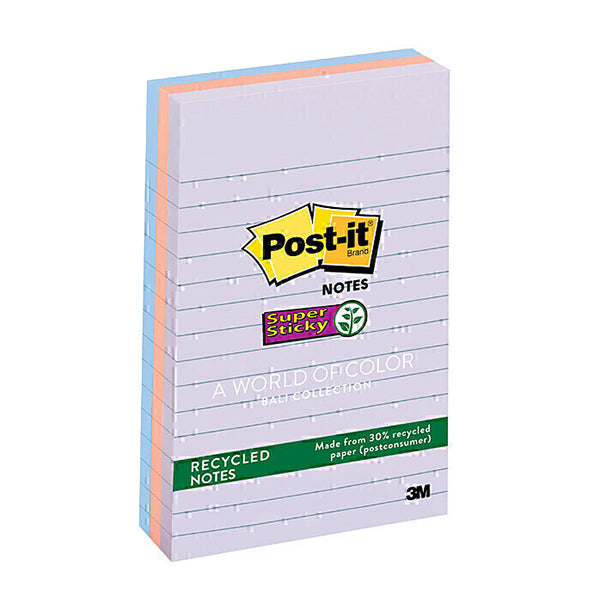 Post It Lined Super Sticky Notes Bali Recycled Bali Pack Of 3