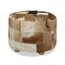 Pouffe Genuine Leather Round