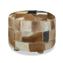 Pouffe Genuine Leather Round