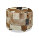 Pouffe Genuine Leather Round