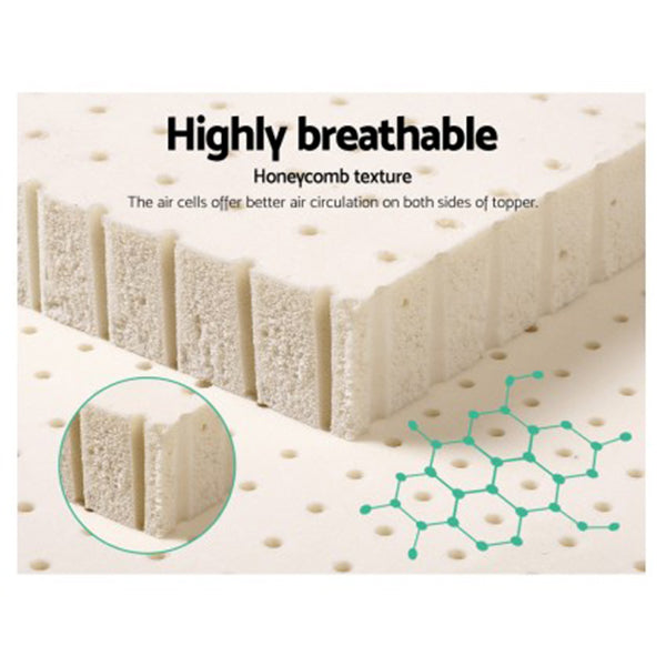 Pure Natural Latex Mattress Topper 7 Zone 5cm Double