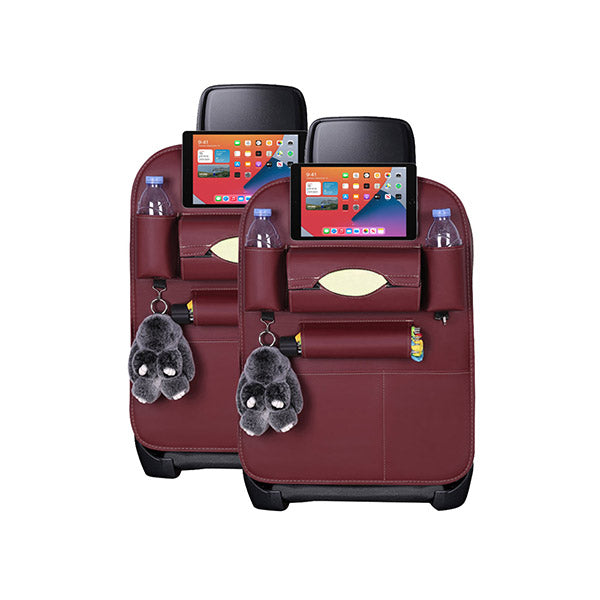Pvc Leather Car Back Seat Storage Bag Multi Pocket Organizer Red