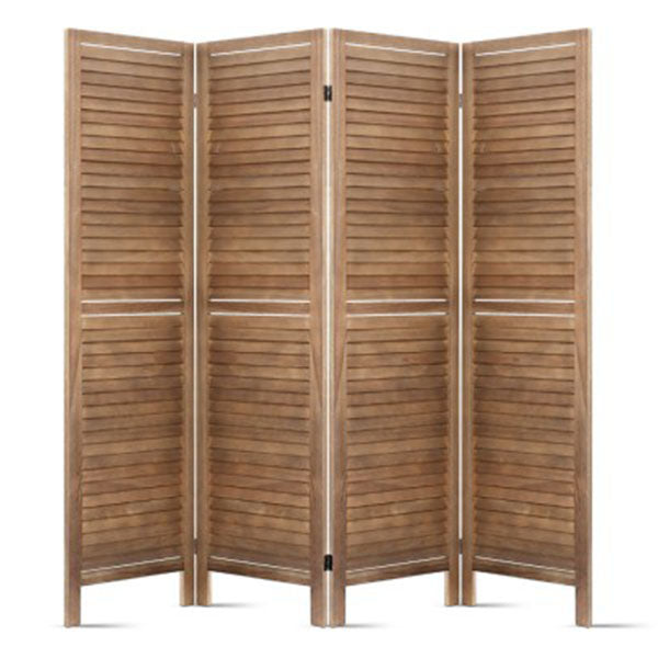 Room Divider Foldable Partition Stand 4 Panel Brown