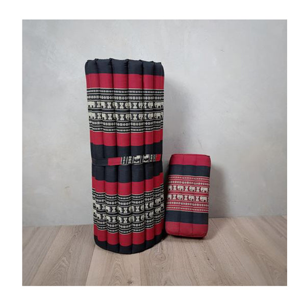 Roll Up Foldable Mattress With Pillow Block Red Elephant Set