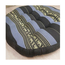 Round Zafu Meditation Cushion Natural Kapok Fiber Blue Elephant Jumbo