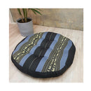 Round Zafu Meditation Cushion Natural Kapok Fiber Blue Elephant Jumbo