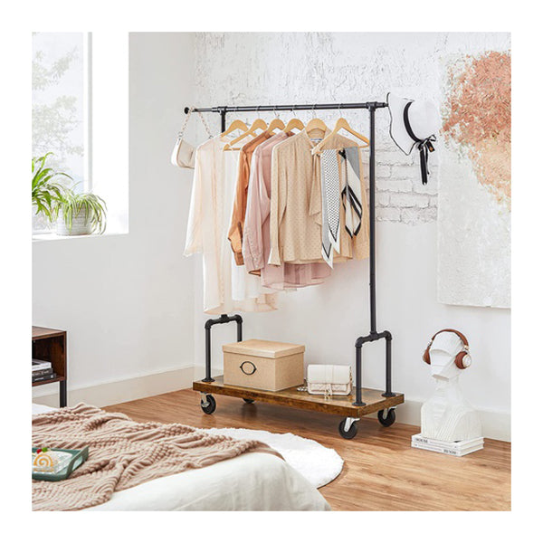 Clothes Rack Single Rail With Wheels
