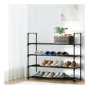 Shoe Rack Stackable 4 Tiers 80Cm Shoes Shelves Storage Stand Black