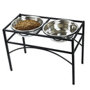 Dual Elevated Raised Pet Dog Puppy Feeder Bowl Stainless Steel