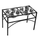 Dual Elevated Raised Pet Dog Puppy Feeder Bowl Stainless Steel