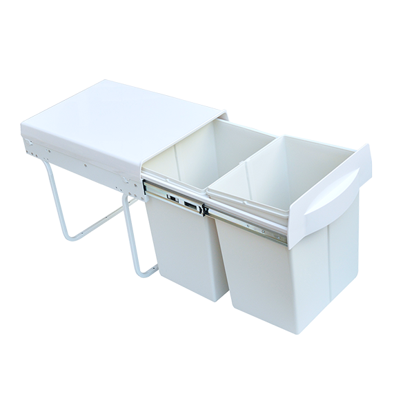 2X 20L Pull Out Bin Kitchen Double Dual Slide Garbage Rubbish Waste