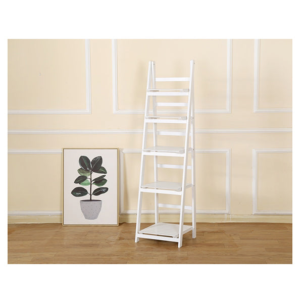 Randy & Travis 5 Tier Wooden Ladder Shelf Stand White