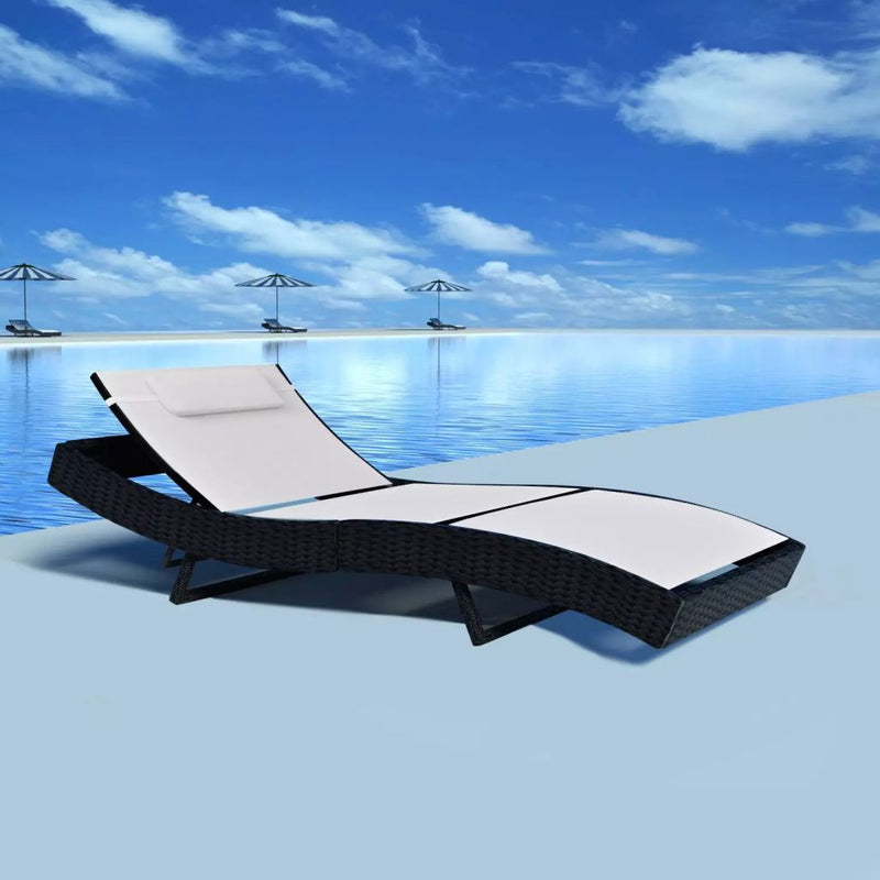 Rattan Sun Bed Textile - White