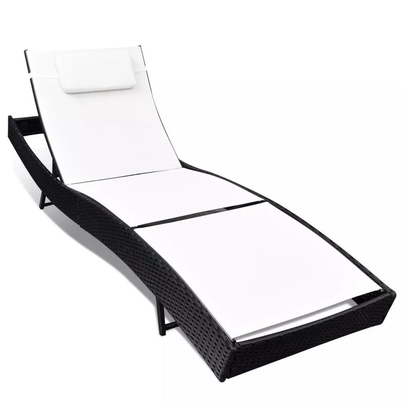 Rattan Sun Bed Textile - White