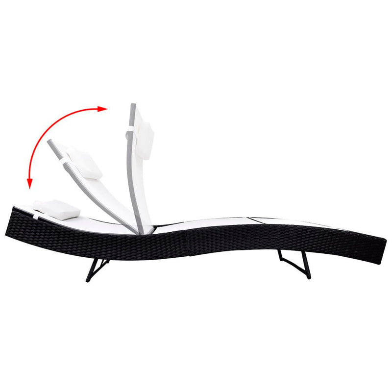 Rattan Sun Bed Textile - White