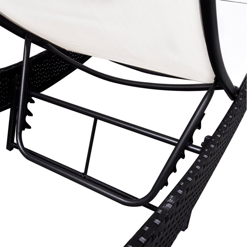 Rattan Sun Bed Textile - White