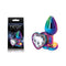 Rear Assets Multi Coloured Heart Metal Butt Plug With Clear Heart Gem