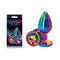 Rear Assets Multi Coloured Metal Butt Plug With Rainbow Gem Base