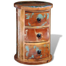 Reclaimed Solid Wood Round Cabinet With 3 Drawers