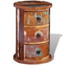 Reclaimed Solid Wood Round Cabinet With 3 Drawers