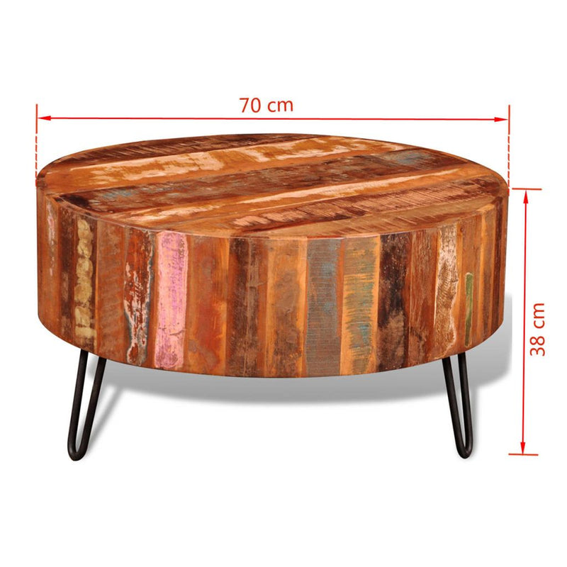 Reclaimed Solid Wood Round Coffee Table