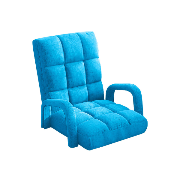 Foldable Cushion Floor Lazy Recliner Chair With Armrest Blue