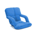 Foldable Cushion Adjustable Recliner Chair With Armrest Blue