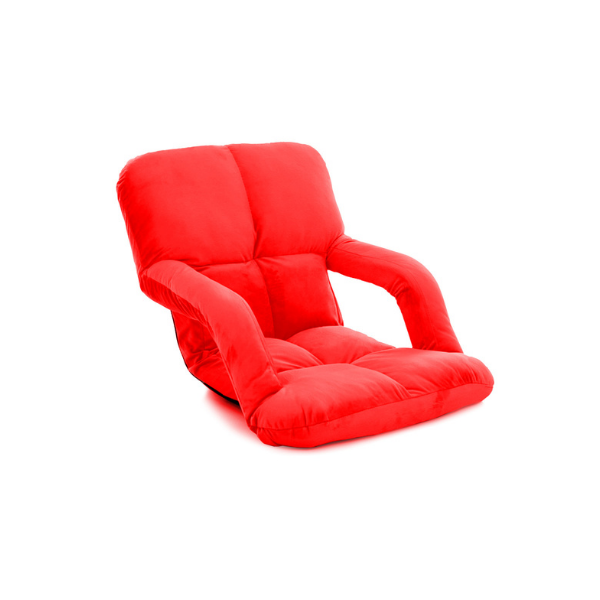 Foldable Cushion Adjustable Lazy Recliner Chair With Armrest Red