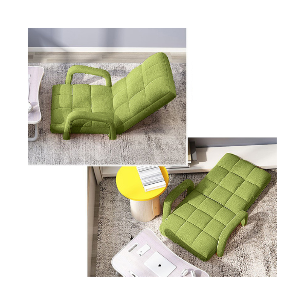Foldable Cushion Floor Lazy Recliner Chair With Armrest Yellow Green