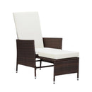 Reclining Garden Chair With Cushions Poly Rattan Brown