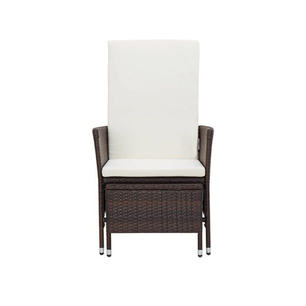 Reclining Garden Chair With Cushions Poly Rattan Brown